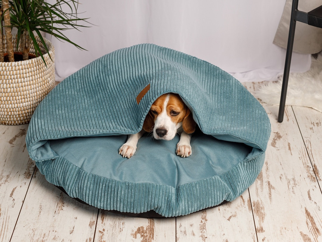 Winter Dog Cave Bed, Warm Covered Dog Bed, Whippet Bed, Cave Pet Bed