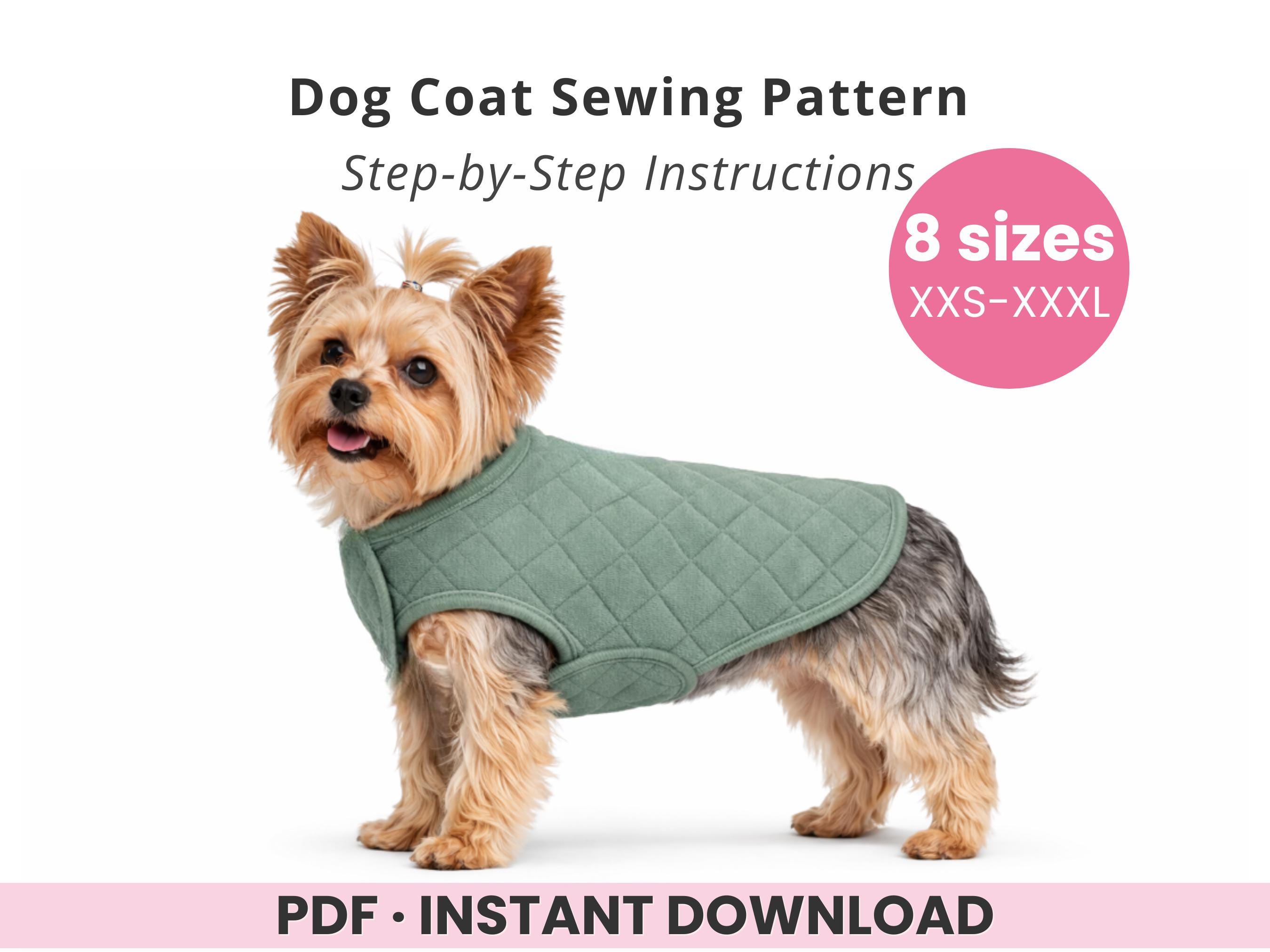 Easy Dog Coat Sewing Pattern, Yorkie Jacket Pattern PDF, 8 Sizes XXS ...
