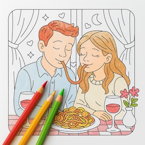 Cozy Couple Moments Coloring Pages, 10 Romantic Scenes | Digital Coloring Book PDF & PNG, Printable Coloring Pages for Adults