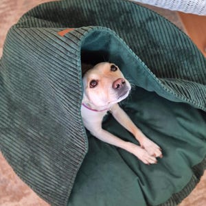 Cozy Green Dog Cave Bed - Perfect for Whippets & Large Dogs, Whippet Bed, Cave Pet Bed, Dog Burrow Bed, Hundehöhle für Große Hunde