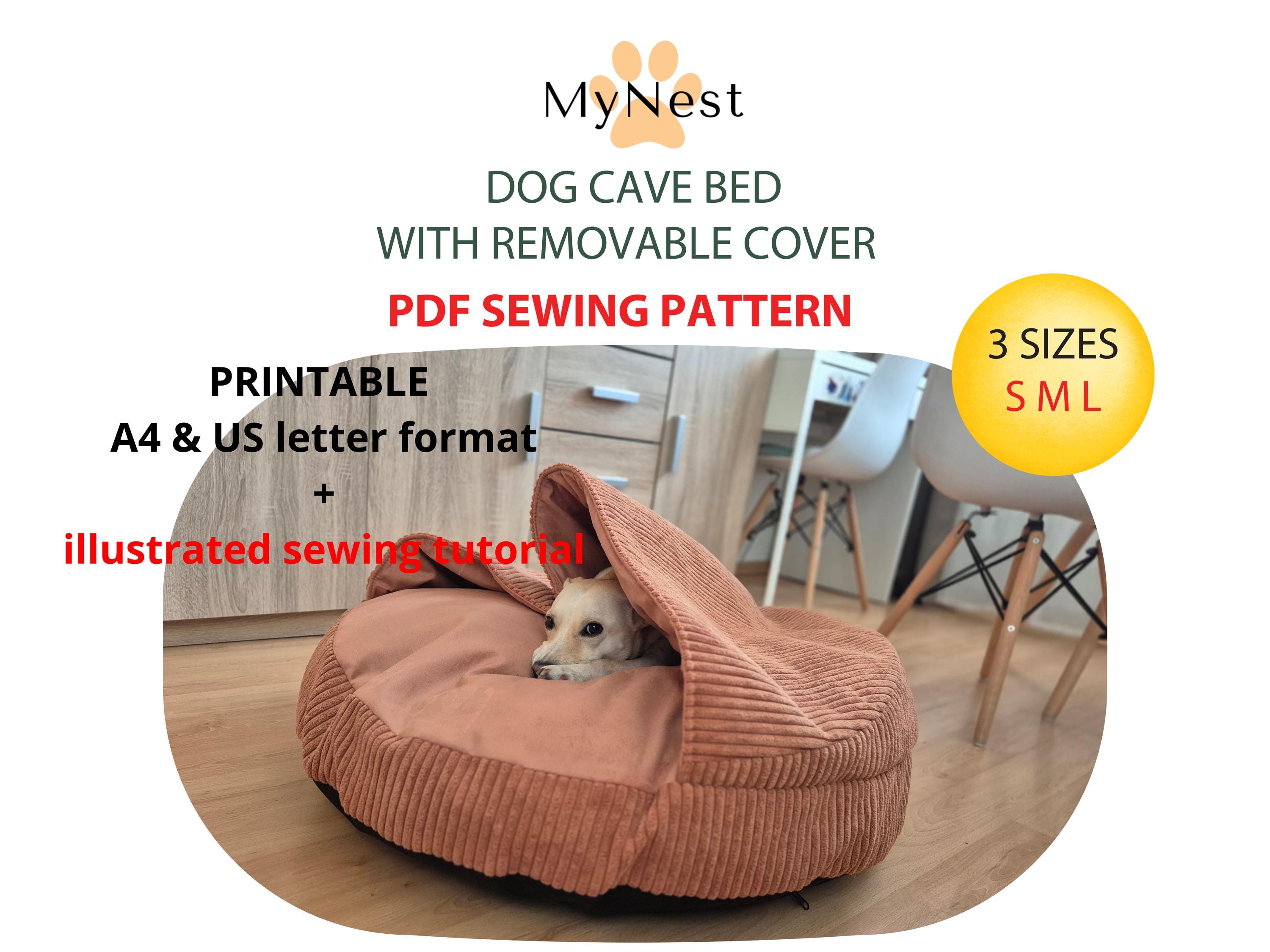 DIY Dog Cave Bed Sewing Pattern PDF – Instant Download, 3 Sizes (Small/Med/Large), A4 & US Letter + Step-by-Step Tutorial