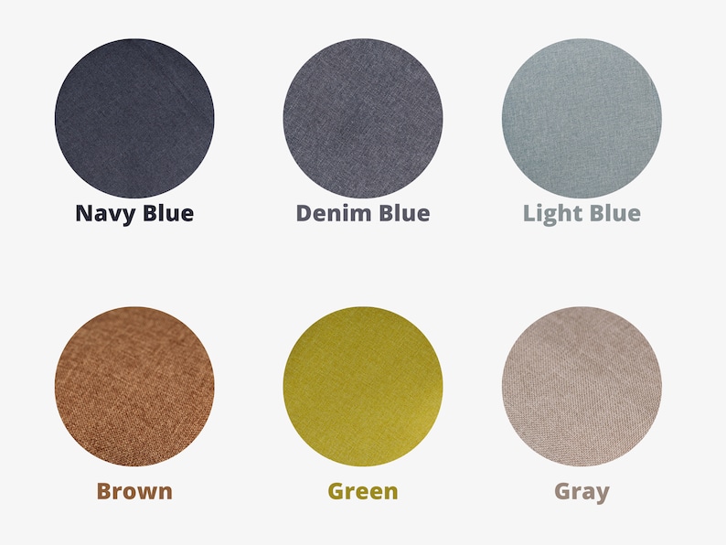 Peut inclure: Six &eacute;chantillons de tissu de diff&eacute;rentes couleurs&nbsp;: bleu marine, bleu denim, bleu clair, marron, vert et gris.