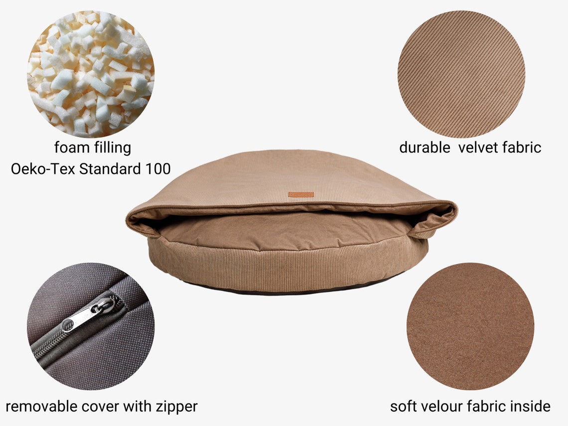 Dog Cave Bed Round Calming Dog Bed Washable Dog Bed Pet Bed Etsy