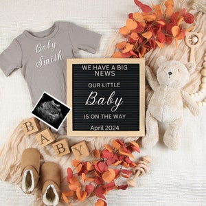 Fall digital pregnancy announcement Gender neutral , Baby announcement digital, instagram facebook baby announcement. image 1