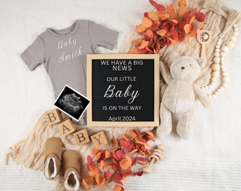 Fall digital pregnancy announcement Gender neutral , Baby announcement digital, instagram facebook baby announcement.