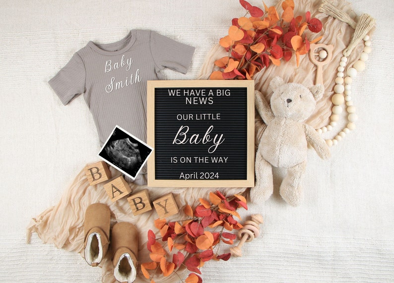 Fall digital pregnancy announcement Gender neutral , Baby announcement digital, instagram facebook baby announcement. image 5