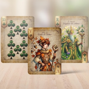 Jeu de 54 Cartes Divinatoires et Classiques - Esprit Médiéval Fantastique, Illustré, Inspiré par Garoulia et les Saisons