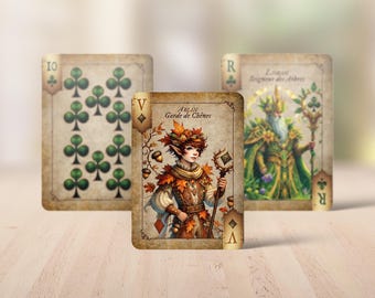 Set of 54 Divinatory and Classic Cards - Medieval Fantasy Spirit, Illustrated, Inspired by Garoulia and the Seasons