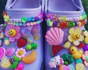 Cadena de correa de encanto de zapato de cocodrilo con cuentas funky/caramelo de zapato/arco iris/accesorio de zapato