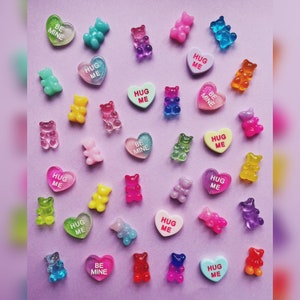 Funky y2k shoe charms/gummy bears/lovehearts