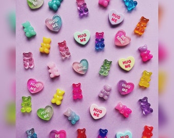 Funky y2k shoe charms/gummy bears/lovehearts