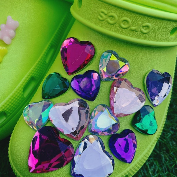 Funky y2k heart gem shoe charms/iridescent/