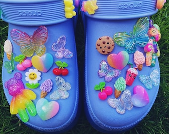 Amuletos de zapatos funky/helado/sr. Whippy/mariposa/cerezas/corazones brillantes/galleta/batido/oso de gelatina/arco iris/pastel/neón