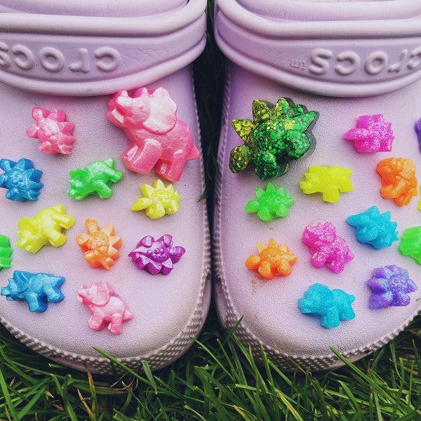 Fun Dinosaur Shoe Charm/Dino/Glitter/Shimmer/Bright/Colourful/Neon