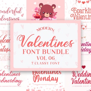 Font moderni, font commerciali, font, font corsivo, bundle di font, font per scrittura a mano, San Valentino carino - Bundle di font per San Valentino moderno Vol. 6