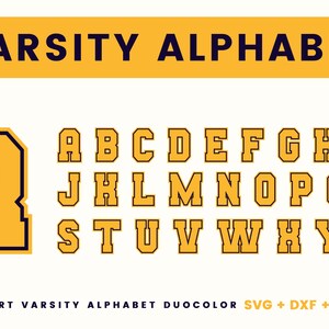 Modern Varsity Font SVG, Modern Fonts, Sports font, Vector Font, Retro Font, Varsity Number Font, Varsity Letters Font - Gold Varsity Font