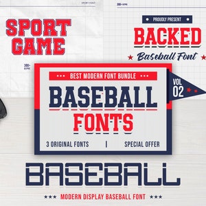 Police moderne, police sportive, lot de polices, police de baseball, police rétro, police Canva, polices Cricut - lot de polices de baseball moderne Vol. 2