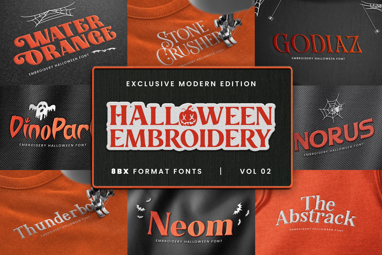 Modern Halloween Embroidery Font Bundle, BX Embroidery Fonts, Best