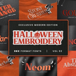 Modern Halloween Embroidery Font Bundle, BX Embroidery Fonts, Best Embroidery Font, Buy Embroidery Fonts, Font for Embroidery - Vol. 2