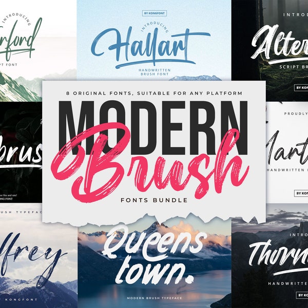 Modern Brush Font Bundle, Brush Font, Adventure Font, Handwritten Font, Brush Fonts, Modern Font, Font bundle, Cricut Fonts, Fonts - Vol. 1