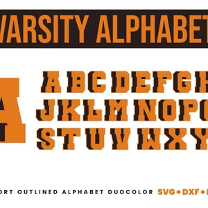 Modern Varsity Font SVG, Varsity, Font, Modern Fonts, Block Font, Varsity Font, Varsity Font Adobe - Brown Shadow Varsity Font