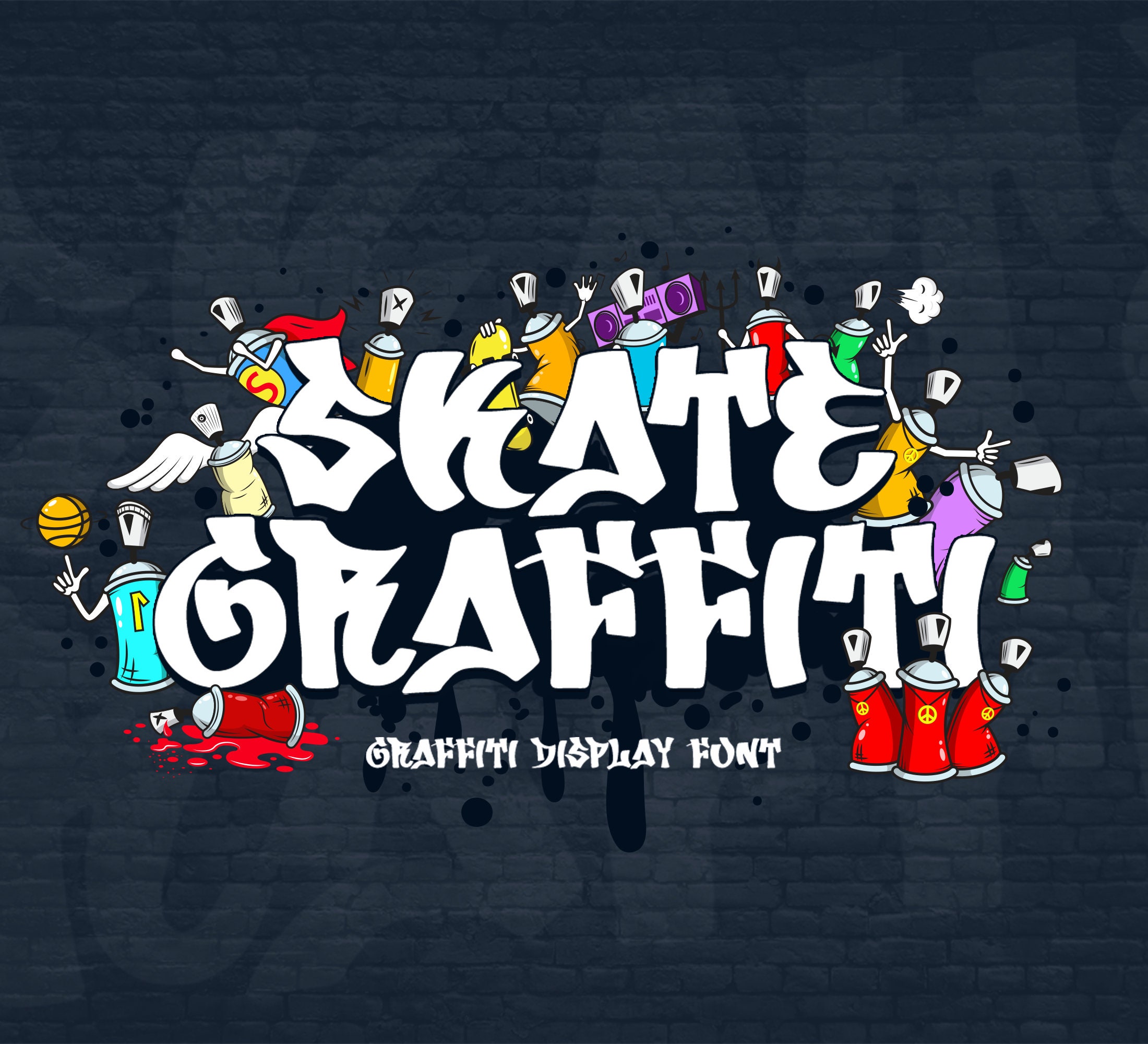 Modern Font, Display Font, Commercial Fonts, Font Design, Font Collection - Skate Graffiti Display Urban Typeface for Edgy Designs