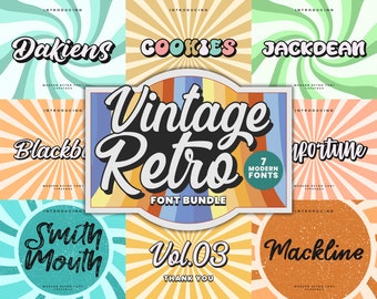 Vintage Retro Schrift Bundle Vol. 03 | Verspielte Typografie (Instant Download)