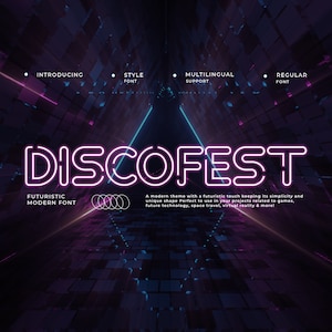 Modern Font, Display Typeface, Futuristic Font, High Quality Font - High-Tech Futuristic Font Discofest for Digital and Tech Designs