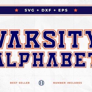 Modern Varsity Font SVG, Varsity Font, Varsity Block Font, Varsity Jacket, Baseball font, Sports Font, Font SVG - Orange Blue Varsity Font