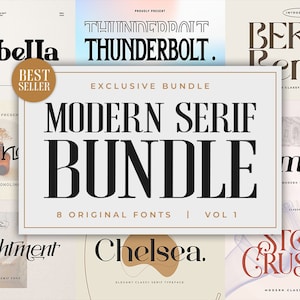 Modern Font Bundle - Cricut Font, Wedding Font, Elegant Fonts, Font Bundle, Serif Font, Procreate Font, Canva Font - Serif Font Bundle Vol.1