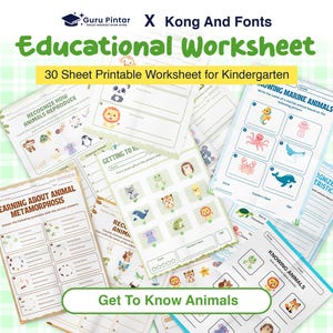 Get To Know Animals Educational Worksheet for Kindergarten – 30 Printable PDF Sheets for Fun Animal Learning Activities