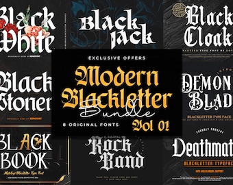 Modern Blackletter Font Bundle, Blackletter Font, Calligraphy Font, Vintage Font, Procreate Fonts, Cricut Fonts, Lettering Font - Vol. 1