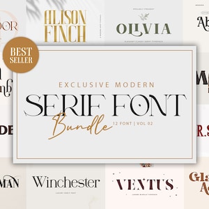 Pacchetto di font moderni - Font Serif, Font Procreate, Font Canva, Font Logo, Font moderno, Font Boho, Font di branding - Pacchetto di font Serif Vol. 2
