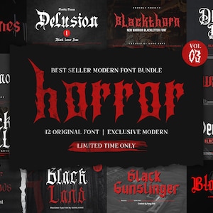 Modern lettertype, Halloween-lettertype, horrorlettertype, Ghost-lettertypen, lettertypebundel, Spooky-lettertype, Groovy-lettertype - bundel moderne horrorlettertypen voor Halloween Vol. 3