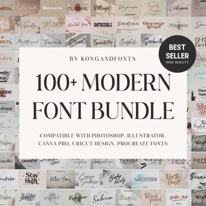 100+ Modern Font Bundle Vol 2: Comprehensive Collection of Contemporary Typefaces - Creative Fonts, Font Collection, Script Typeface