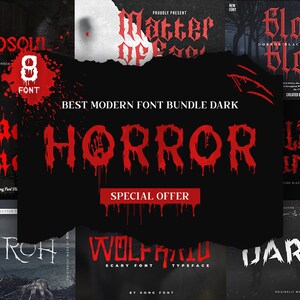 Modern Fonts, Font, Horror Font Bundle, Horror Fonts, Font Bundle, Halloween Font - Modern Horror Font Bundle Font for Halloween Vol. 1