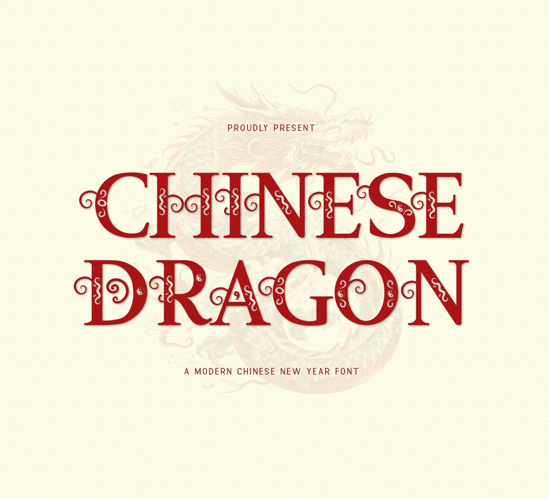 Chinese Dragon Display Font, Modern Cultural Typeface - Etsy