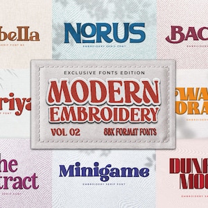 Modern Embroidery Font Bundle, Embroidery Art Font, Font Embroidery, Best Embroidery Font, Font for Embroidery, Applique Embroidery - Vol. 2