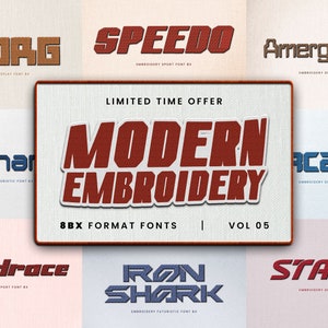 Modern Embroidery Font Bundle, Embroidery Font, Pes Embroidery Font, Embroidery Art Font, BX Embroidery Fonts, Applique Embroidery - Vol. 5