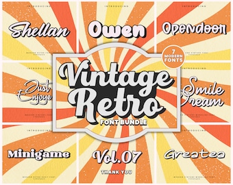 Vintage retro lettertypebundel | 7 moderne typografielettertypen (directe download)