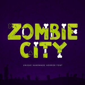 Modern Font, Display Font, Scary Typeface - Zombie City Unique Horror Display Font Creepy Typeface for Spooky and Halloween Designs