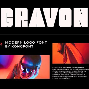 Modern Font, Branding Font, Bold Sans Font, Gamer Font – Geometric Display Font Gravon for Futuristic Branding