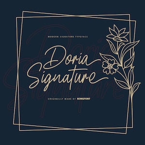 Modern Font, Signature Font, Elegant Script, Typeface - Stylish Modern Script Font Doria Signature for Invitations and Stationery