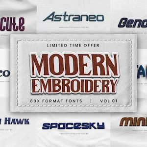 Modern Embroidery Font Bundle, Applique Embroidery, Embroidery Art Font, Kid Embroidery Font, Font Embroidery, BX Embroidery Fonts - Vol. 1