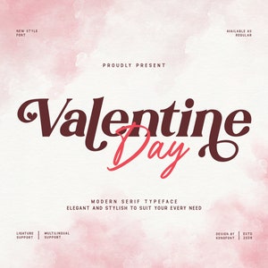 Modern Font, Love Themed Font, Elegant Font, Serif Font, Creative Font - Valentine Day Serif Font for Love-Themed