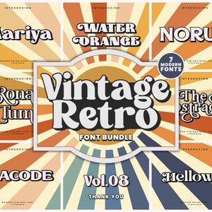 Vintage Retro Font Bundle | Instant Download | Canva, Cricut, Procreate | Bold & Classic Typography | 7 Modern Fonts | Vol. 08