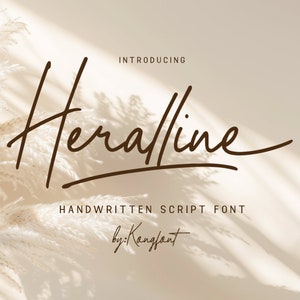 Modern Font, Stylish Font, Unique Script - Handwritten Script Font Heralline Elegant and Flowing Typeface for Creative Designs