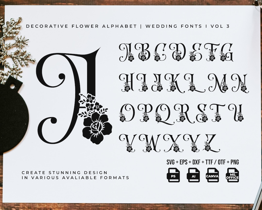 Modern Font, Font, Decorative Font, Floral Font, Wedding Font, SVG File ...