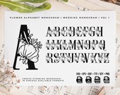 Floral Alphabet Monogram Font, Wedding Font (svg, png, eps, dxf, ttf, otf)