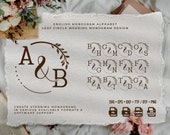 Leaf Circle Wedding Monogram Font (svg, dxf, eps, png, otf, ttf)